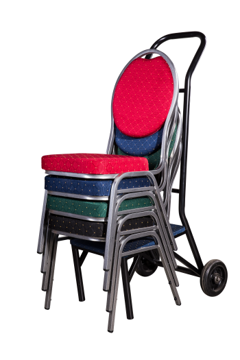 Bankettstühle gestapelt